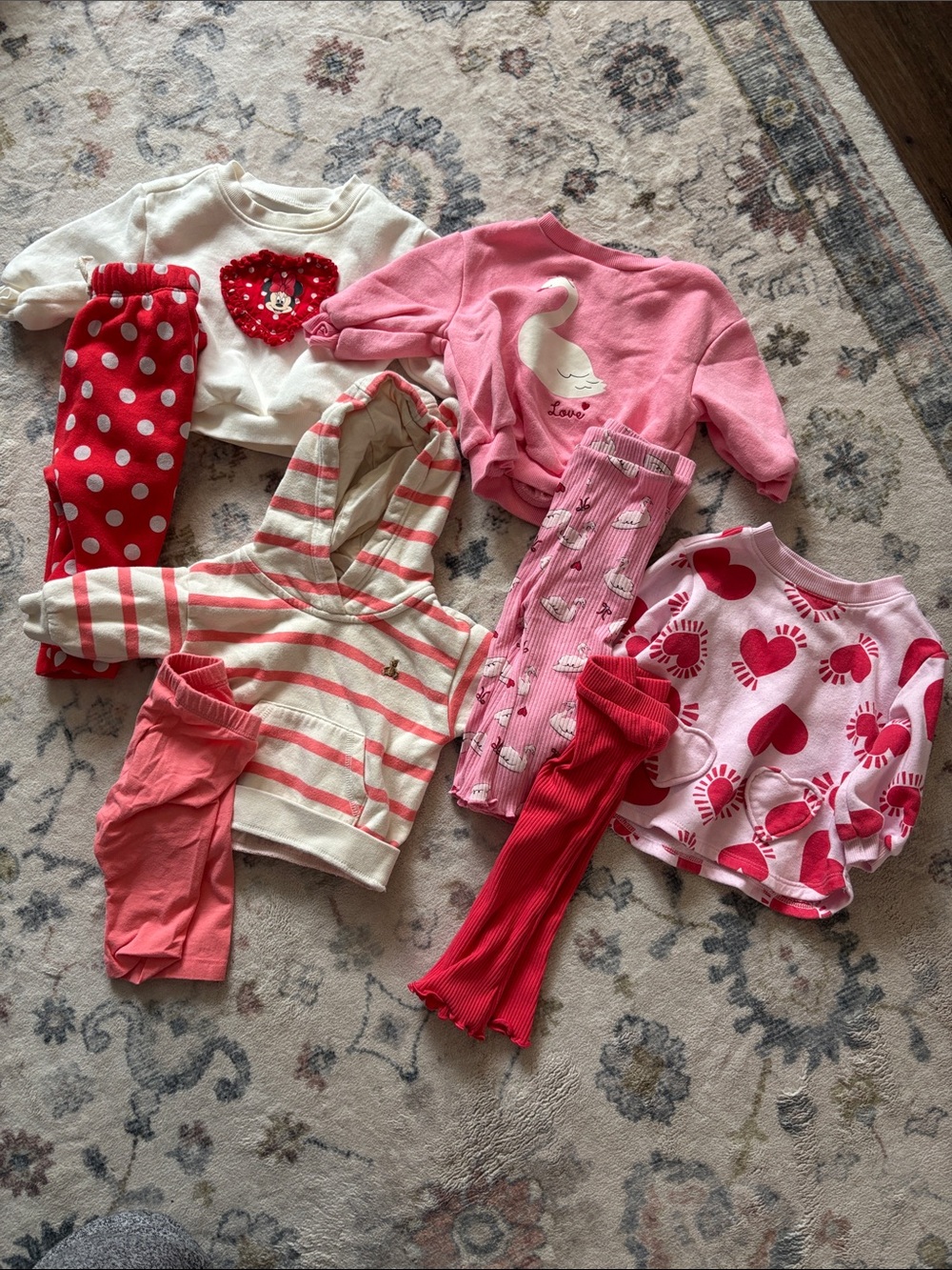 Baby girl pink & Red matching sweatshirts and bottoms old navy and gap